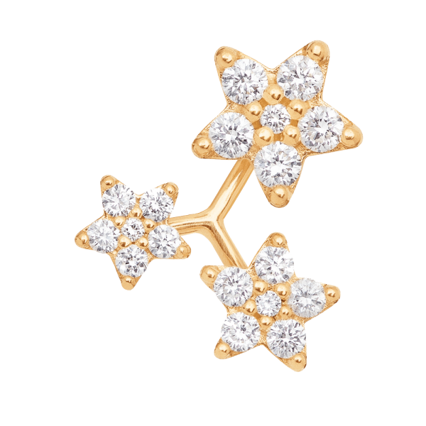 Ohrring 3 Shooting Stars 18 Karat Gelbgold