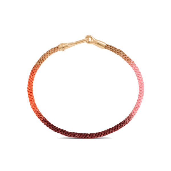 Armband Life, handgeknüpftes Seil 3mm, Farbe: Berry mit Haken und Verschluss aus poliertem 18 Karat