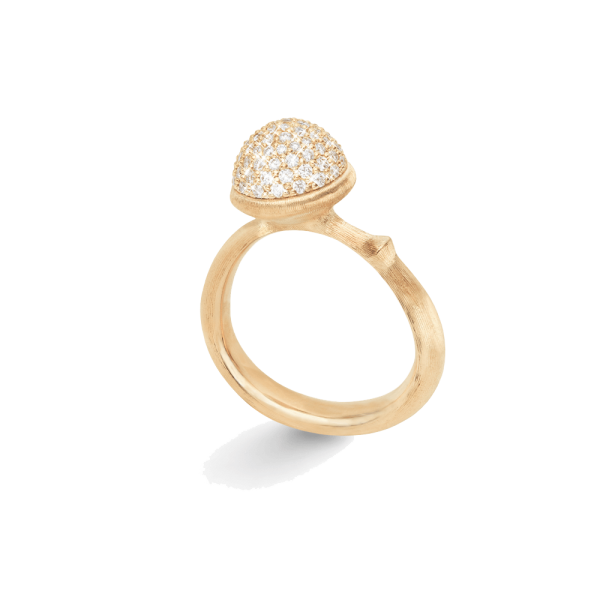 Ring Lotus mittleres Pavé 18 Karat Gelbgold mit 76 Diamanten