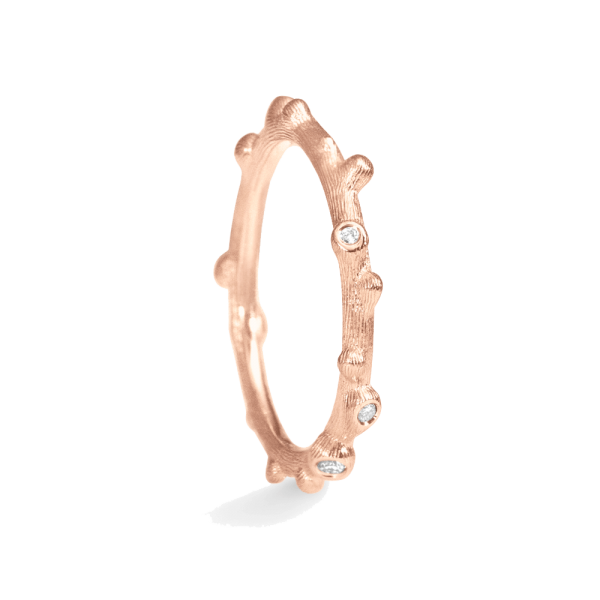 Nature ring 18 Karat Roségold mit 5 Diamanten