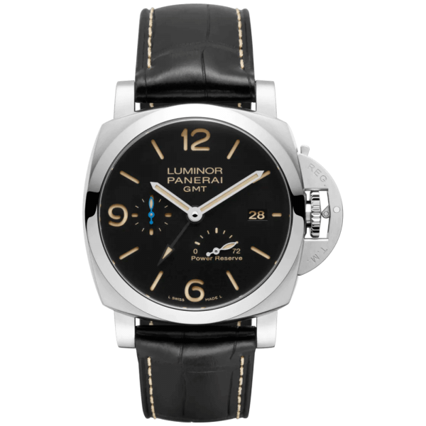 Luminor 3 days GMT Power Reserve, Steel, black dial - 44mm