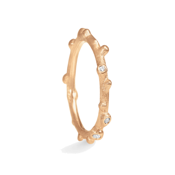 Nature ring 18 Karat Gelbgold mit 5 Diamanten