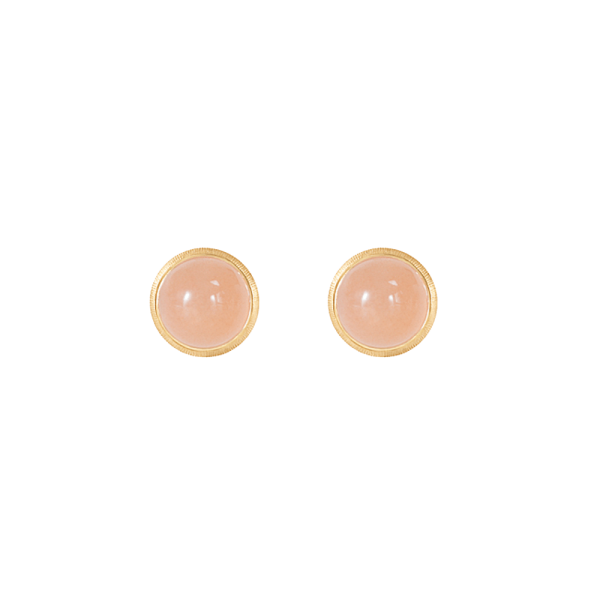 Lotus Ohrstecker aus 18 Karat Gelbgold mit blush Mondstein