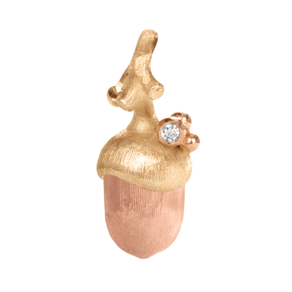 Anhänger small acorn Forest 18 Karat Rosé- &amp; Gelbgold mit 1 Diamanten