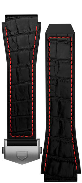 ARMBAND AUS SCHWARZEM KAUTSCHUK MIT ROTEN AKZENTEN