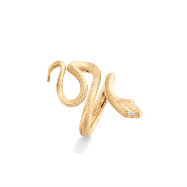 Ring mittel Snakes 18 Karat Gelbgold mit 4 Diamanten